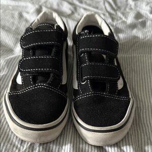 Vans Kids Black and White Velcro Sneakers